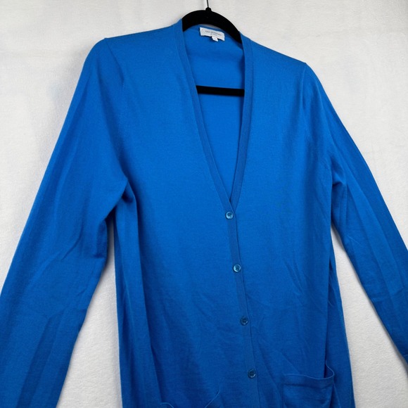 Eric Bompard Cashmere Cardigan Sweater Medium Blue V-Neck Long Sleeve Pockets - Picture 2 of 13